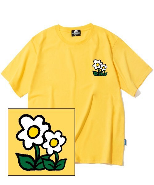 TRIPSHION(トリップション)の「ダブルフラワーロゴTシャツ - イエロー(Tシャツ/カットソー・メンズ・その他・LARGE/MEDIUM/X-LARGE)」の1枚目の写真
