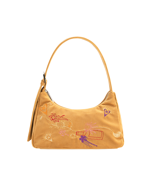 KIMZISU(キムジス)の「Multicolour Embroidery Velvet Mini Bag _ ORANGE(ショルダーバッグ・レディース・オレンジ・OS)」の1枚目の写真