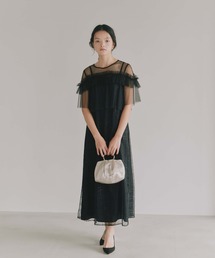 フリルチュールドッキングドレス【結婚式 二次会 同窓会 成人式 パーティードレス】