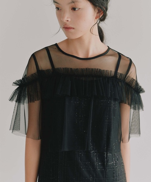 kaene（カエン）の「フリルチュールドッキングドレス【結婚式 二次会 同窓会 成人式 パーティードレス】（ドレス・レディース・サーモンピンク/ブラック・M/S）」の11枚目の写真
