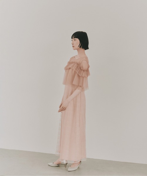 kaene（カエン）の「フリルチュールドッキングドレス【結婚式 二次会 同窓会 成人式 パーティードレス】（ドレス・レディース・サーモンピンク/ブラック・M/S）」の22枚目の写真