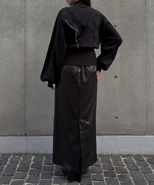 &g'aime(アンジェム)の「【&g'aime 】メロー×ラッフルMIXニット Lettuce-Edge Ruffle Mix Knit(ニット/セーター・レディース・ブラック/グレイッシュベージュ/チャコールグレー・FREE)」の18枚目の写真