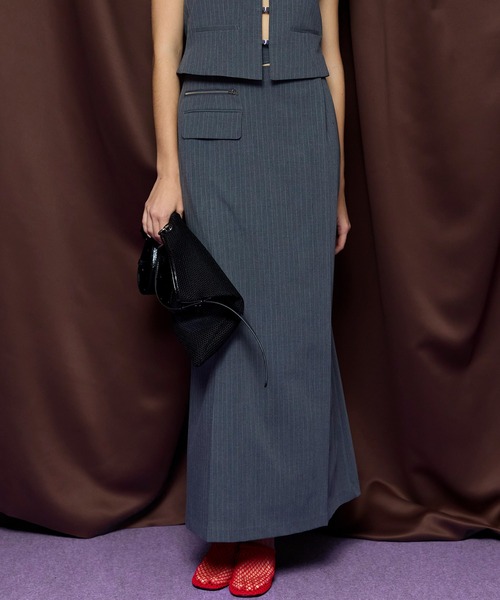 Sewing Tack Maxi Skirt/スーチングタックマキシスカート（デニム