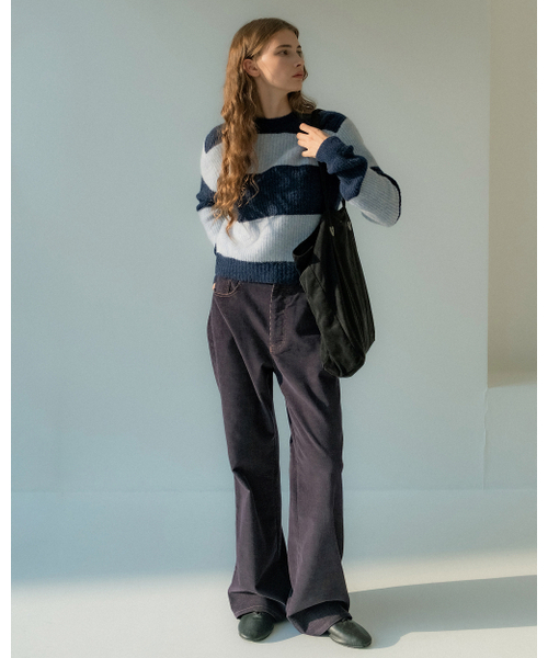 POKER FACE（ポーカーフェイス）の「(W) BLOCK ROUND NECK KINT BLUE/NAVY（ニット/セーター・レディース・その他・ONE）」の3枚目の写真