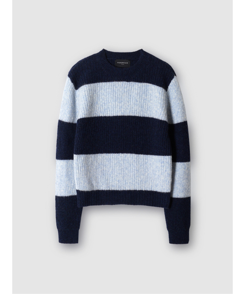 POKER FACE（ポーカーフェイス）の「(W) BLOCK ROUND NECK KINT BLUE/NAVY（ニット/セーター・レディース・その他・ONE）」の4枚目の写真