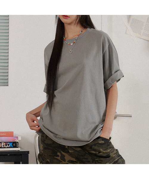 BUBBLPIECE(バブルピース)の「16番手ラグランスリット無地ピグメントTシャツ_ライトグレー(Tシャツ/カットソー・レディース・その他・MEDIUM/LARGE)」の1枚目の写真