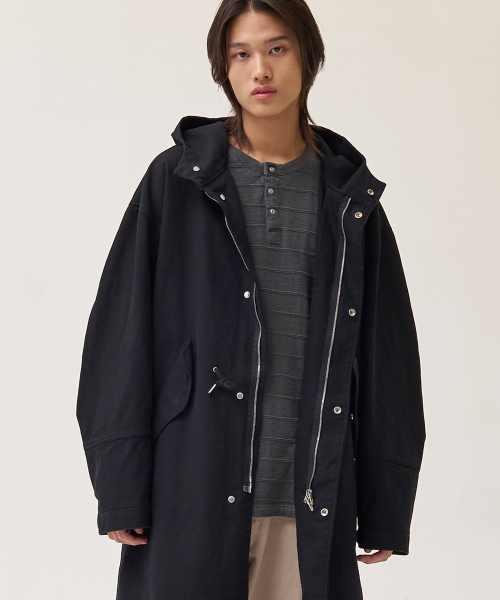 Dusty Washed Fishtail Parka_Black