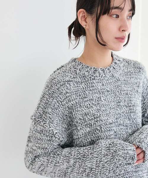 CRAFT STANDARD BOUTIQUE(クラフトスタンダードブティック)の「アウトリンキングミックスニットプルオーバー<ホームケア可能>(ニット/セーター・レディース・グレー/ライトブルー・FREE)」の4枚目の写真