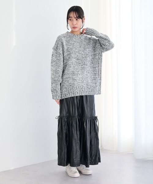 CRAFT STANDARD BOUTIQUE(クラフトスタンダードブティック)の「アウトリンキングミックスニットプルオーバー<ホームケア可能>(ニット/セーター・レディース・グレー/ライトブルー・FREE)」の6枚目の写真