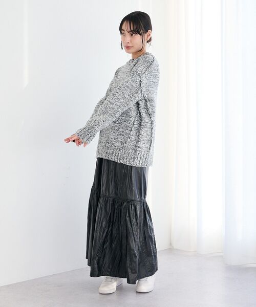 CRAFT STANDARD BOUTIQUE(クラフトスタンダードブティック)の「アウトリンキングミックスニットプルオーバー<ホームケア可能>(ニット/セーター・レディース・グレー/ライトブルー・FREE)」の7枚目の写真