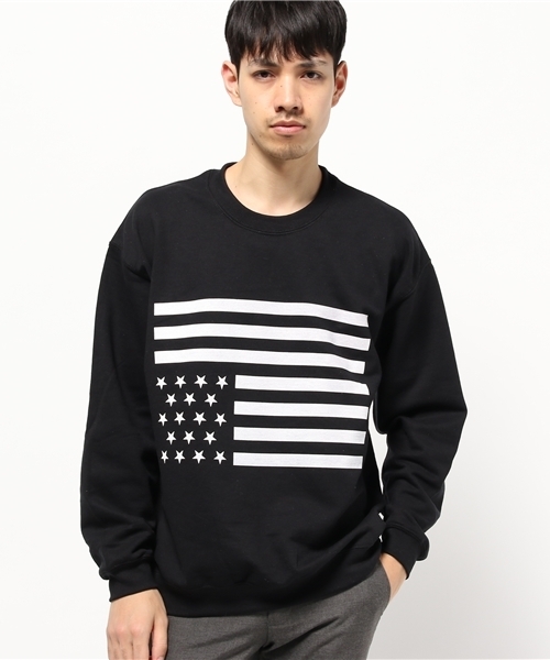 Re Youth（リユース）の「GD クルースウェット " STARS AND STRIPES "（スウェット・メンズ・ブラック×ブラック/ブラック×ホワイト/グレー/ホワイト×ブラック/ホワイト×ホワイト・LARGE/MEDIUM/X-LARGE/SMALL）」の4枚目の写真