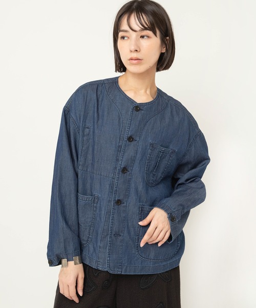 RNA-N(アールエヌエーエヌ)の「B2942 デニムノーカラーライトカバーオール(シャツ/ブラウス・レディース・インディゴブルー/ダークインディゴブルー・FREE)」の10枚目の写真
