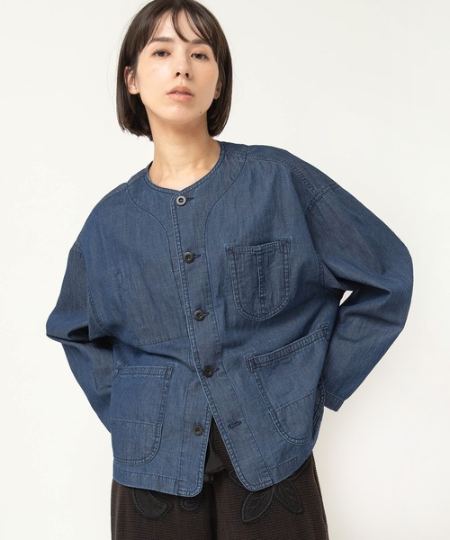RNA-N(アールエヌエーエヌ)の「B2942 デニムノーカラーライトカバーオール(シャツ/ブラウス・レディース・インディゴブルー/ダークインディゴブルー・FREE)」の11枚目の写真