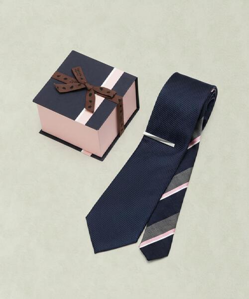 TAKEO KIKUCHI（タケオキクチ）の「【BOXセット】ベーシック メランジ ネクタイ＆タイバー（ネクタイ・メンズ・ピンク系その他/ネイビー/ライトグリーン/グリーン/ダークブラウン・00）」の4枚目の写真