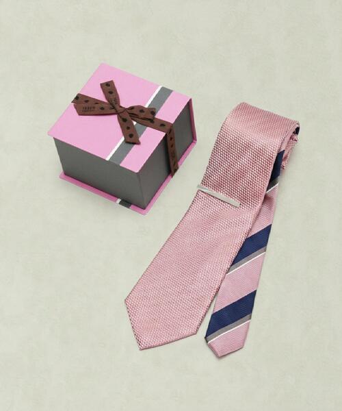 TAKEO KIKUCHI（タケオキクチ）の「【BOXセット】ベーシック メランジ ネクタイ＆タイバー（ネクタイ・メンズ・ピンク系その他/ネイビー/ライトグリーン/グリーン/ダークブラウン・00）」の5枚目の写真