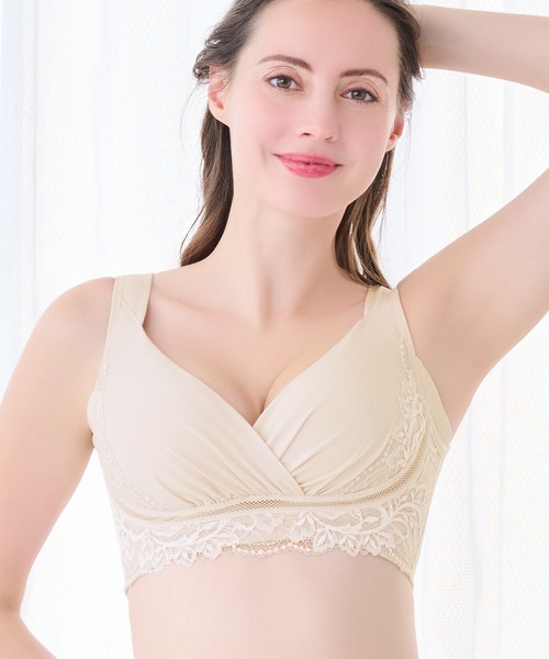 BRADELIS NEWYORK（ブラデリスニューヨーク）の「綿混キャッチャーカップレースブラ25 ブラデリス 補正下着 補整 ブラレット（ブラジャー・レディース・ブラック/レッド/ピンクベージュ/グレイッシュベージュ/ダークグレー/ベージュ・3L/LL/L/M/5L/4L/S）」の3枚目の写真