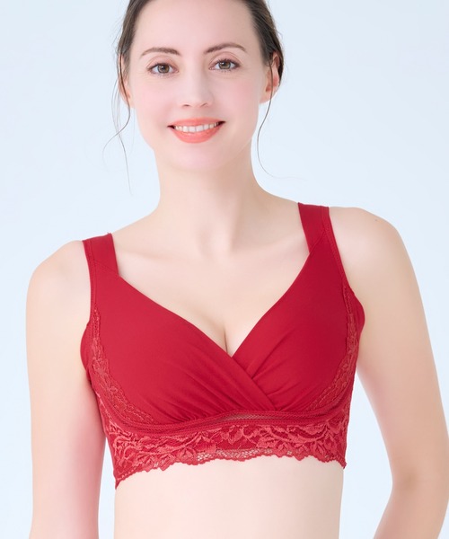 BRADELIS NEWYORK（ブラデリスニューヨーク）の「綿混キャッチャーカップレースブラ25 ブラデリス 補正下着 補整 ブラレット（ブラジャー・レディース・ブラック/レッド/ピンクベージュ/グレイッシュベージュ/ダークグレー/ベージュ・3L/LL/L/M/5L/4L/S）」の6枚目の写真