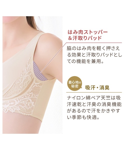 BRADELIS NEWYORK（ブラデリスニューヨーク）の「綿混キャッチャーカップレースブラ25 ブラデリス 補正下着 補整 ブラレット（ブラジャー・レディース・ブラック/レッド/ピンクベージュ/グレイッシュベージュ/ダークグレー/ベージュ・3L/LL/L/M/5L/4L/S）」の7枚目の写真