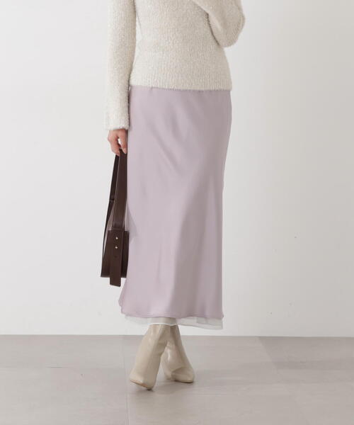 PROPORTION BODY DRESSING（プロポーションボディドレッシング）の「ナローサテンスカート / 1216120104（スカート・レディース・パープル/グレー/オフホワイト・SMALL/MEDIUM）」の4枚目の写真