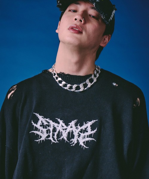GALFY（ガルフィー）の「GALFY-バチバチピアスニット（ニット/セーター・メンズ・ブラック/グレー/その他1・L/XL）」の5枚目の写真