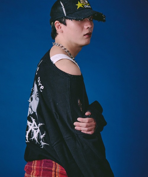 GALFY（ガルフィー）の「GALFY-バチバチピアスニット（ニット/セーター・メンズ・ブラック/グレー/その他1・L/XL）」の7枚目の写真