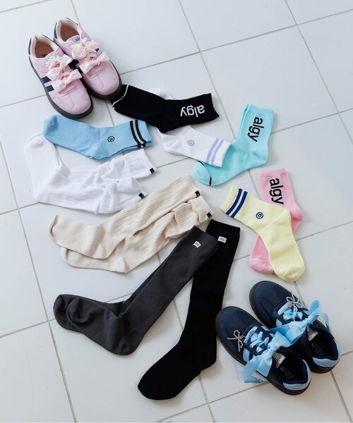 algy（アルジー）の「ダブルラインクルーソックス（ソックス/靴下・キッズ・イエロー/サックスブルー/オフホワイト・24/21）」の5枚目の写真