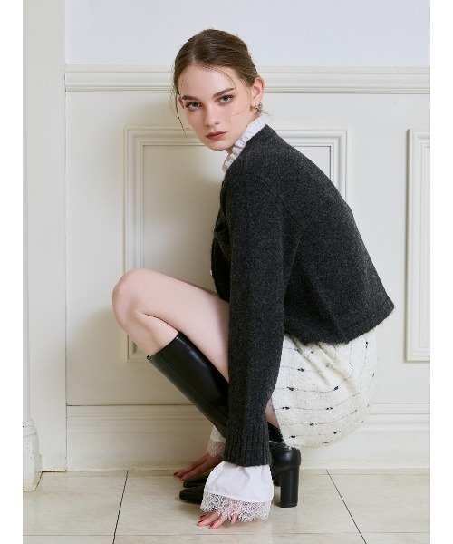 Attachedcollrモヘアカーディガン（ノーカラージャケット）｜EIMY