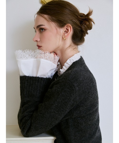 Attachedcollrモヘアカーディガン（ノーカラージャケット）｜EIMY