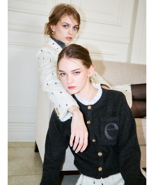 EIMY ISTOIRE（エイミーイストワール）の「Attachedcollrモヘアカーディガン（ノーカラージャケット・レディース・チャコールグレー/ライトピンク・F）」の16枚目の写真