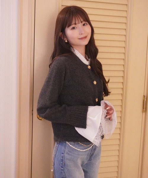 Attachedcollrモヘアカーディガン（ノーカラージャケット）｜EIMY