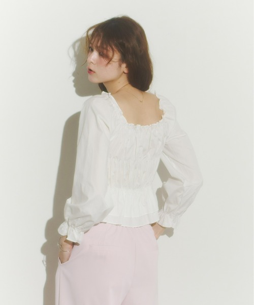 Olu.（オルドット）の「レースアップリボンブラウス（シャツ/ブラウス・レディース・ホワイト/ピンク/ブラック/ブルー・FREE）」の10枚目の写真