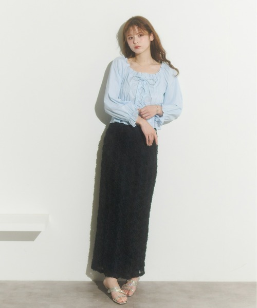 Olu.（オルドット）の「レースアップリボンブラウス（シャツ/ブラウス・レディース・ホワイト/ピンク/ブラック/ブルー・FREE）」の15枚目の写真