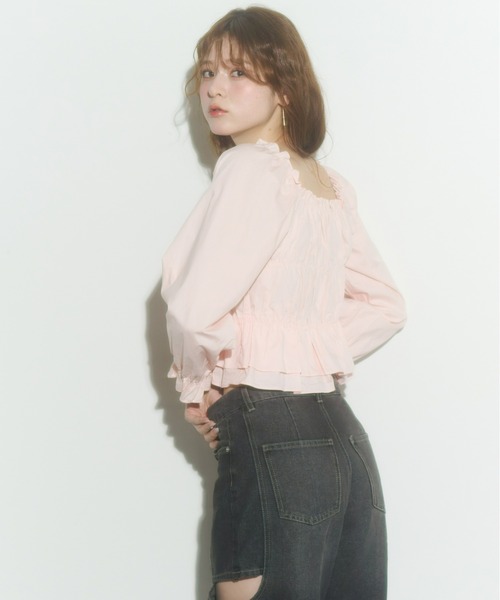 Olu.（オルドット）の「レースアップリボンブラウス（シャツ/ブラウス・レディース・ホワイト/ピンク/ブラック/ブルー・FREE）」の19枚目の写真