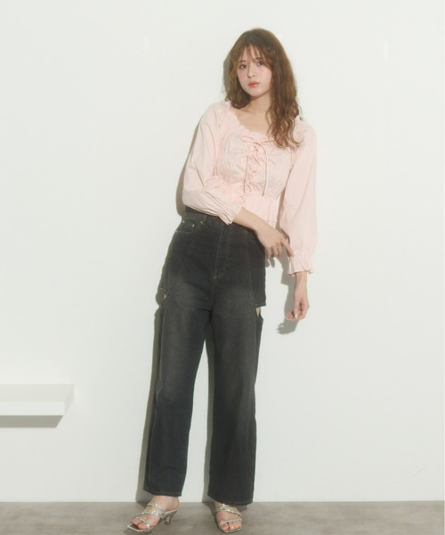 Olu.（オルドット）の「レースアップリボンブラウス（シャツ/ブラウス・レディース・ホワイト/ピンク/ブラック/ブルー・FREE）」の20枚目の写真