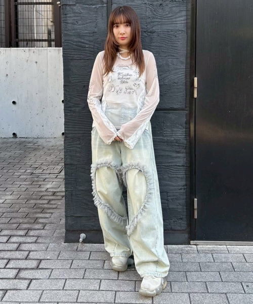 Candy Stripper（キャンディストリッパー）の「ADORES YOU SHEER トップス（Tシャツ/カットソー・レディース・ブラック/アイボリー/ピンク・FREE）」の7枚目の写真