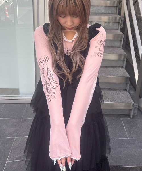 Candy Stripper（キャンディストリッパー）の「ADORES YOU SHEER トップス（Tシャツ/カットソー・レディース・ブラック/アイボリー/ピンク・FREE）」の10枚目の写真