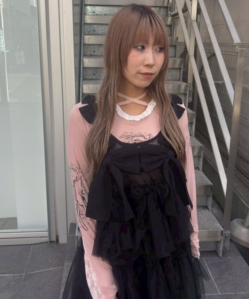 Candy Stripper（キャンディストリッパー）の「ADORES YOU SHEER トップス（Tシャツ/カットソー・レディース・ブラック/アイボリー/ピンク・FREE）」の11枚目の写真