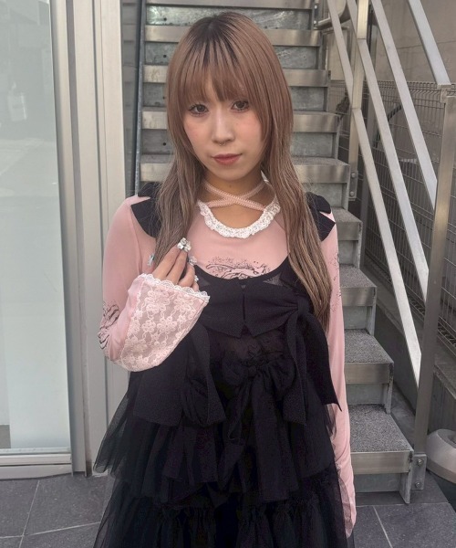 Candy Stripper（キャンディストリッパー）の「ADORES YOU SHEER トップス（Tシャツ/カットソー・レディース・ブラック/アイボリー/ピンク・FREE）」の12枚目の写真