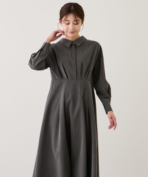 Jayro(ジャイロ)の「2WAYウエストタックシャツワンピース(シャツワンピース・レディース・ホワイト系その他/ダークブラウン/チャコールグレー・M)」の17枚目の写真