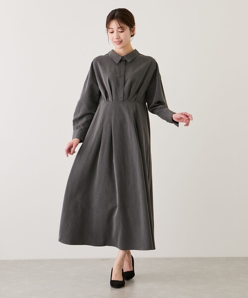 Jayro(ジャイロ)の「2WAYウエストタックシャツワンピース(シャツワンピース・レディース・ホワイト系その他/ダークブラウン/チャコールグレー・M)」の22枚目の写真