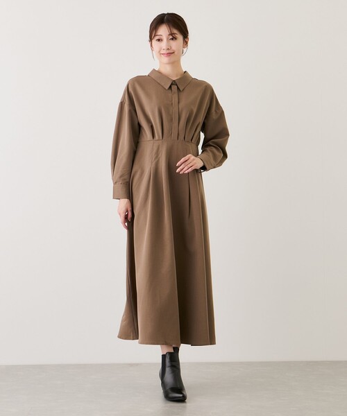 Jayro(ジャイロ)の「2WAYウエストタックシャツワンピース(シャツワンピース・レディース・ホワイト系その他/ダークブラウン/チャコールグレー・M)」の6枚目の写真