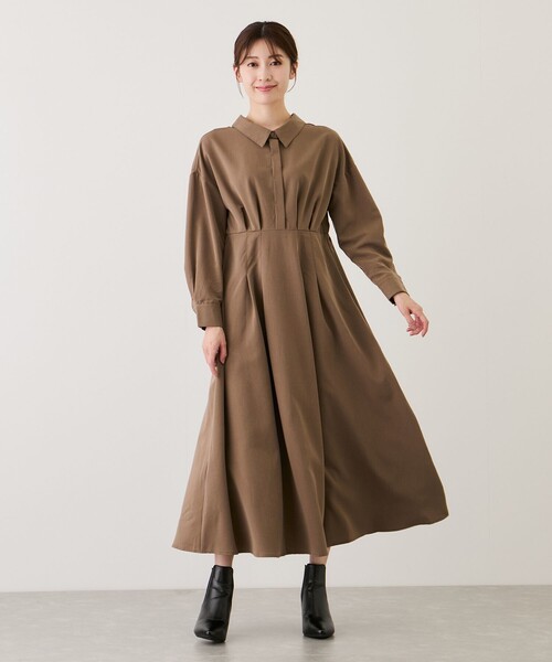 Jayro(ジャイロ)の「2WAYウエストタックシャツワンピース(シャツワンピース・レディース・ホワイト系その他/ダークブラウン/チャコールグレー・M)」の8枚目の写真