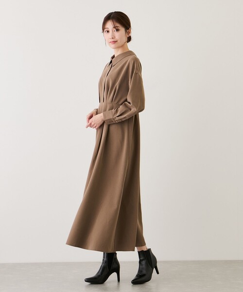 Jayro(ジャイロ)の「2WAYウエストタックシャツワンピース(シャツワンピース・レディース・ホワイト系その他/ダークブラウン/チャコールグレー・M)」の9枚目の写真