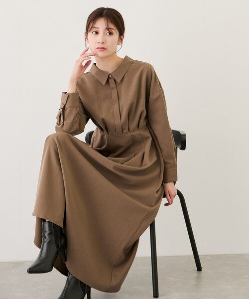 Jayro(ジャイロ)の「2WAYウエストタックシャツワンピース(シャツワンピース・レディース・ホワイト系その他/ダークブラウン/チャコールグレー・M)」の11枚目の写真