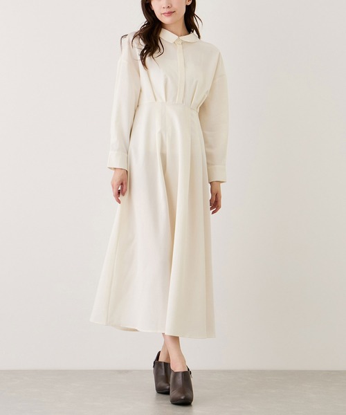 Jayro(ジャイロ)の「2WAYウエストタックシャツワンピース(シャツワンピース・レディース・ホワイト系その他/ダークブラウン/チャコールグレー・M)」の1枚目の写真