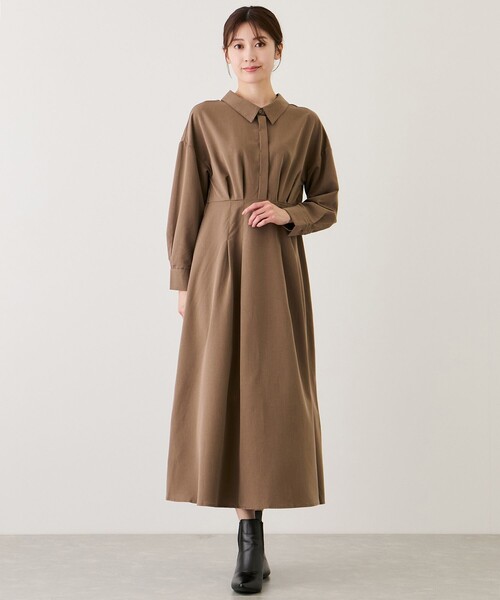Jayro(ジャイロ)の「2WAYウエストタックシャツワンピース(シャツワンピース・レディース・ホワイト系その他/ダークブラウン/チャコールグレー・M)」の7枚目の写真