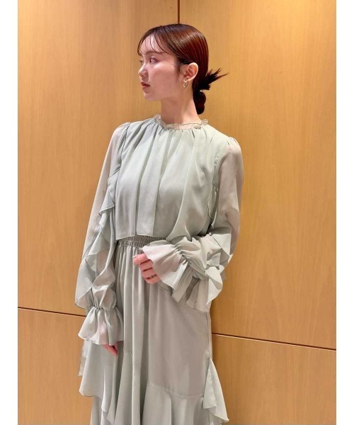 SNIDEL（スナイデル）の「ブラウスレイヤードフリルワンピース（ワンピース・レディース・ピンク/ミント/ドット・0/1）」の13枚目の写真