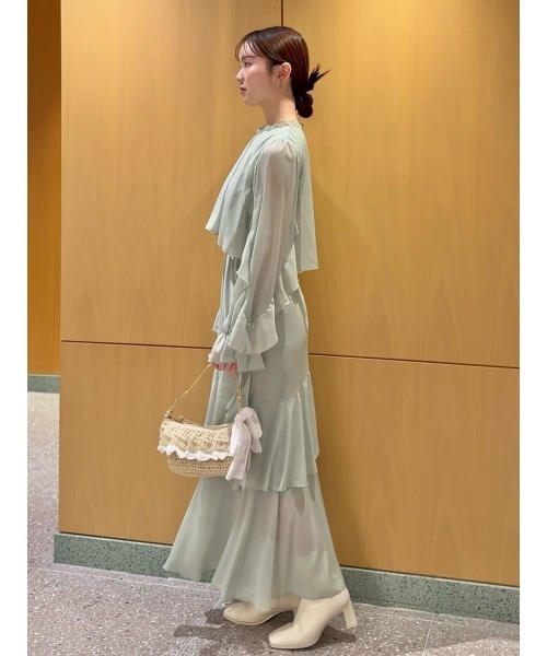 SNIDEL（スナイデル）の「ブラウスレイヤードフリルワンピース（ワンピース・レディース・ピンク/ミント/ドット・0/1）」の14枚目の写真