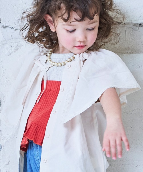 MARKEY'S(マーキーズ)の「ローンビッグカラーノースリーブブラウス(シャツ/ブラウス・キッズ・ホワイト/ブラック・100/150/140/130/120/110/90)」の4枚目の写真