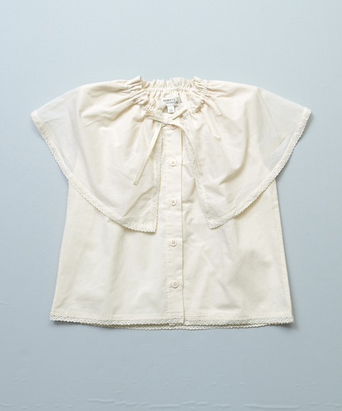 MARKEY'S(マーキーズ)の「ローンビッグカラーノースリーブブラウス(シャツ/ブラウス・キッズ・ホワイト/ブラック・100/150/140/130/120/110/90)」の3枚目の写真